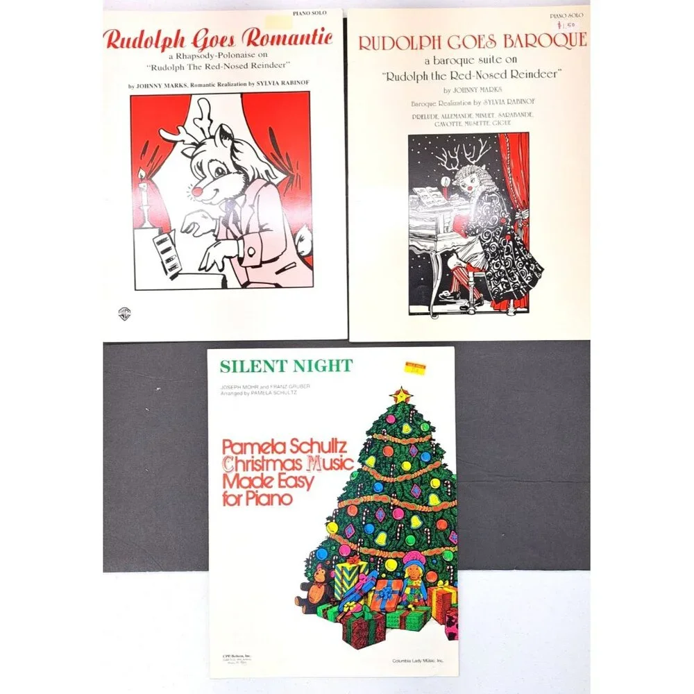 Vintage Christmas Sheet Music Lot Bundle Holiday Rudolph Baroque Silent Night - Picture 4 of 13